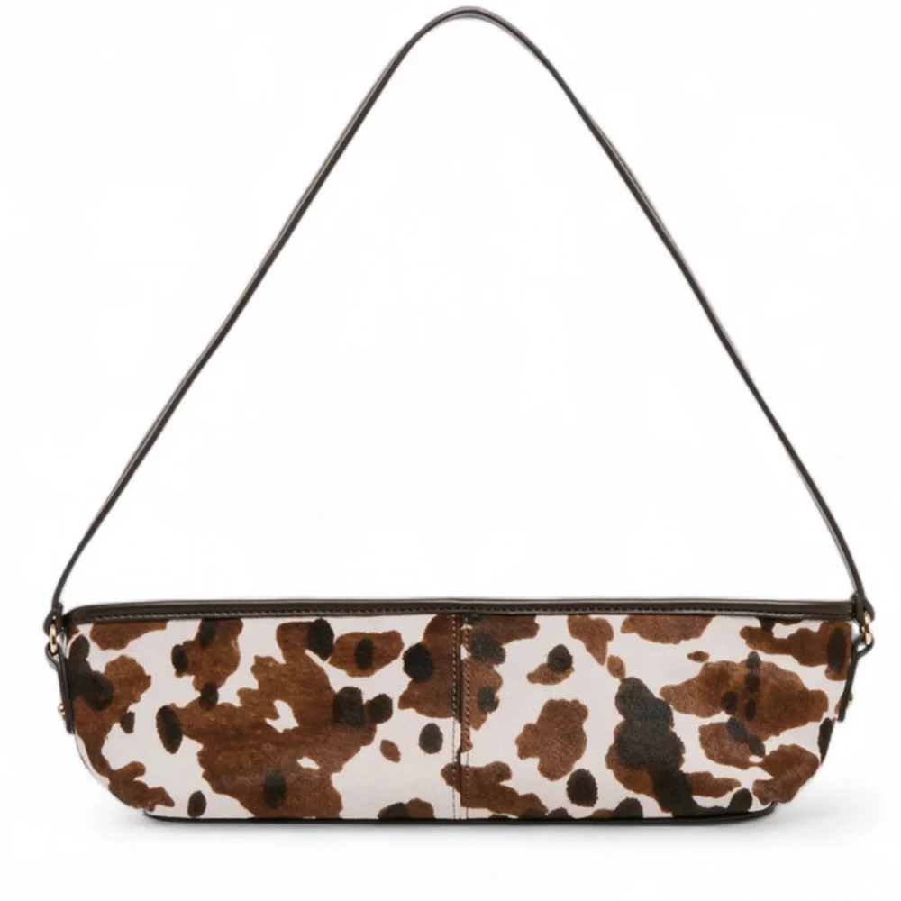Savaii Cow Print Calf Hair Baguette Shoulder Bag NWT